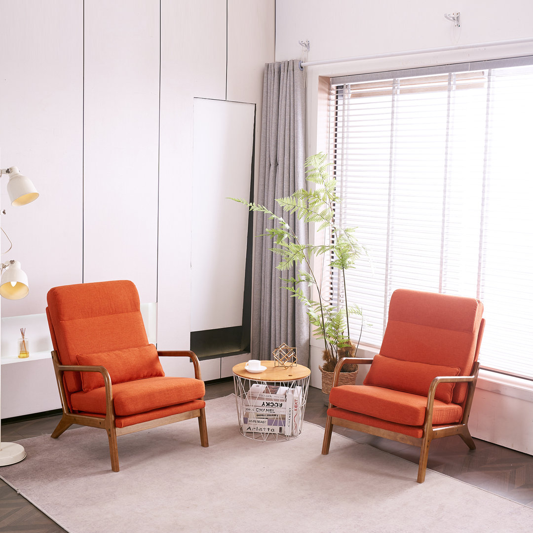 Lemley 25.6" Wide Armchair Solid Wood Accent Chair